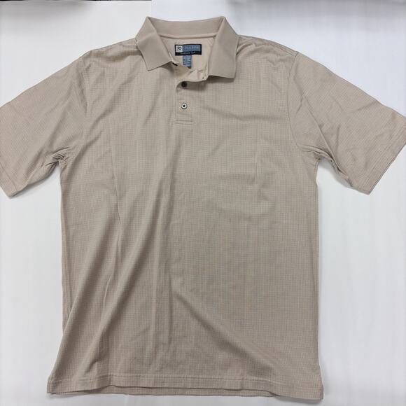 Jos A Bank Leadbetter Golf Shirt Men M Beige 100% Cotton Stays Cool Tech NEW - Picture 2 of 7